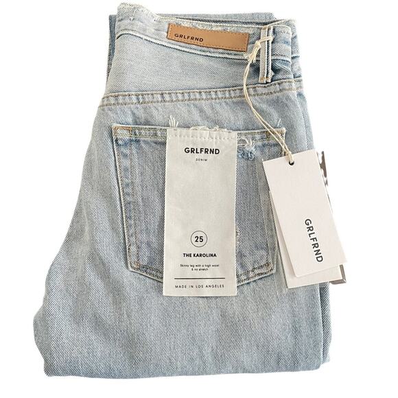 Grlfrnd Jeans Womens 25 Blue Karolina High Rise Distressed Boho Grunge 90s Y2K - Picture 7 of 7